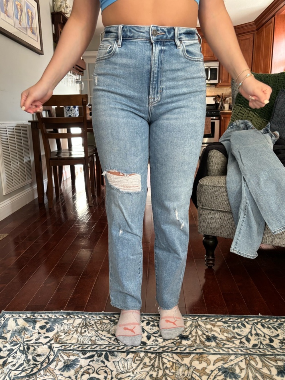 High-Rise Light Blue Distressed Women's Jeans